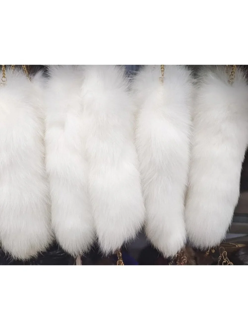Women's White Pendant Cosplay Costume Halloween Furry Tails Keychain Handbag